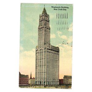 Vintage Woolworth Building New York City Postcard 1913 Collectible Philatelic